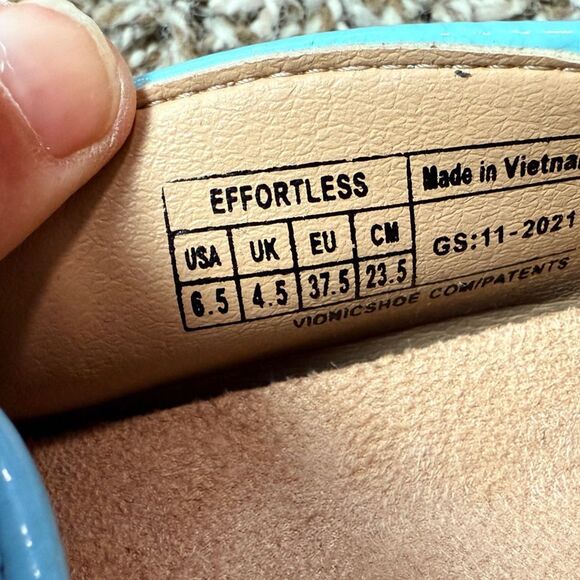 Vionic Tiffany Blue Leather Slide on Sneakers - Picture 6 of 6